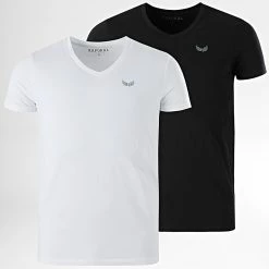 Vente flash 🎁 Lot De 2 Tee 👕 Shirts Gift Blanc Noir de Kaporal 💯