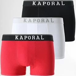 Coupon 😀 Lot De 3 Boxers Quad Blanc Noir Rouge de Kaporal ✨