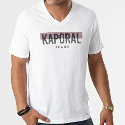 Nouveau 😍 Tee 👚 Shirt Col V Robuk Blanc de Kaporal 🌟