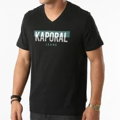 Bon marché 👏 Tee 👚 Shirt Col V Robuk Noir de Kaporal 🥰