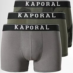 Meilleure vente 😀 Lot De 3 Boxers Nade Vert Kaki Gris de Kaporal 🤩