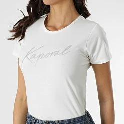 Vente flash 😀 Tee 👚 Shirt Femme Krak Blanc de Kaporal 🔔