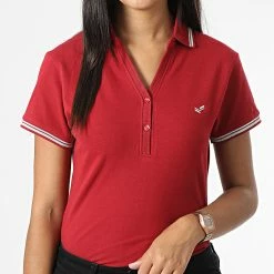Budget 👏 Polo Femme Manches Courtes Slim Fasic Bordeaux de Kaporal ✔️