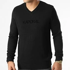 Budget 🥰 Pull Col V Salem Noir de Kaporal ✔️