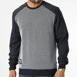 Bon marché 💯 Sweat Crewneck Soho Bleu Marine Blanc de Kaporal ❤️