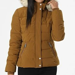 Meilleure affaire 🔥 Doudoune Capuche Fourrure Femme Dibby Marron de Kaporal 😉