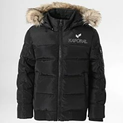 Sortie ⌛ Doudoune Capuche Fourrure Enfant Momir Noir de Kaporal 🎉