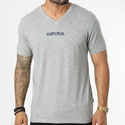 Top 10 💯 Tee 👕 Shirt Col V Peter Gris Chiné de Kaporal 😀