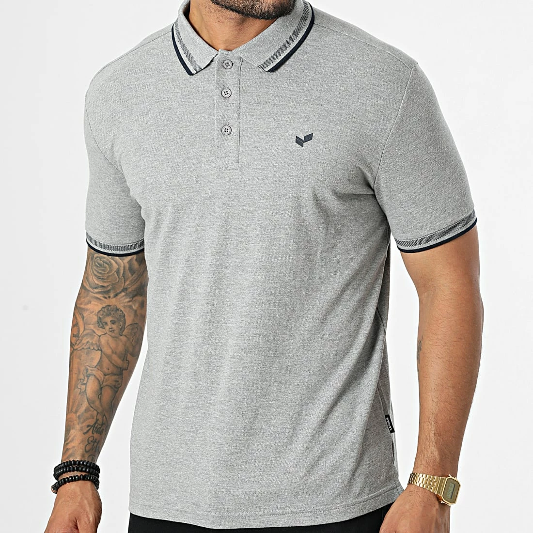 Meilleure affaire ⭐ Polo Manches Courtes Rayoc Gris Chiné de Kaporal ✔️