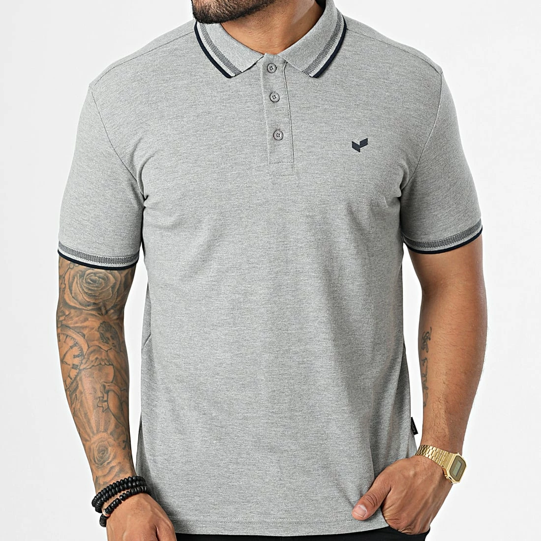 Meilleure affaire ⭐ Polo Manches Courtes Rayoc Gris Chiné de Kaporal ✔️ – Image 3