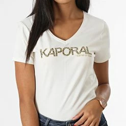 Promo 🌟 Tee 👕 Shirt Femme Frank Beige de Kaporal 👍