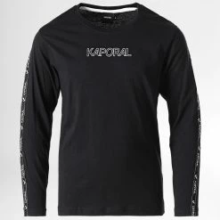 Remise 😍 Tee 👕 Shirt Manches Longues A Bandes Enfant Mamba Noir de Kaporal 😀