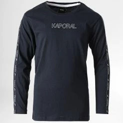 Budget ⌛ Tee 👕 Shirt Manches Longues A Bandes Enfant Mamba Bleu Marine de Kaporal 🎉