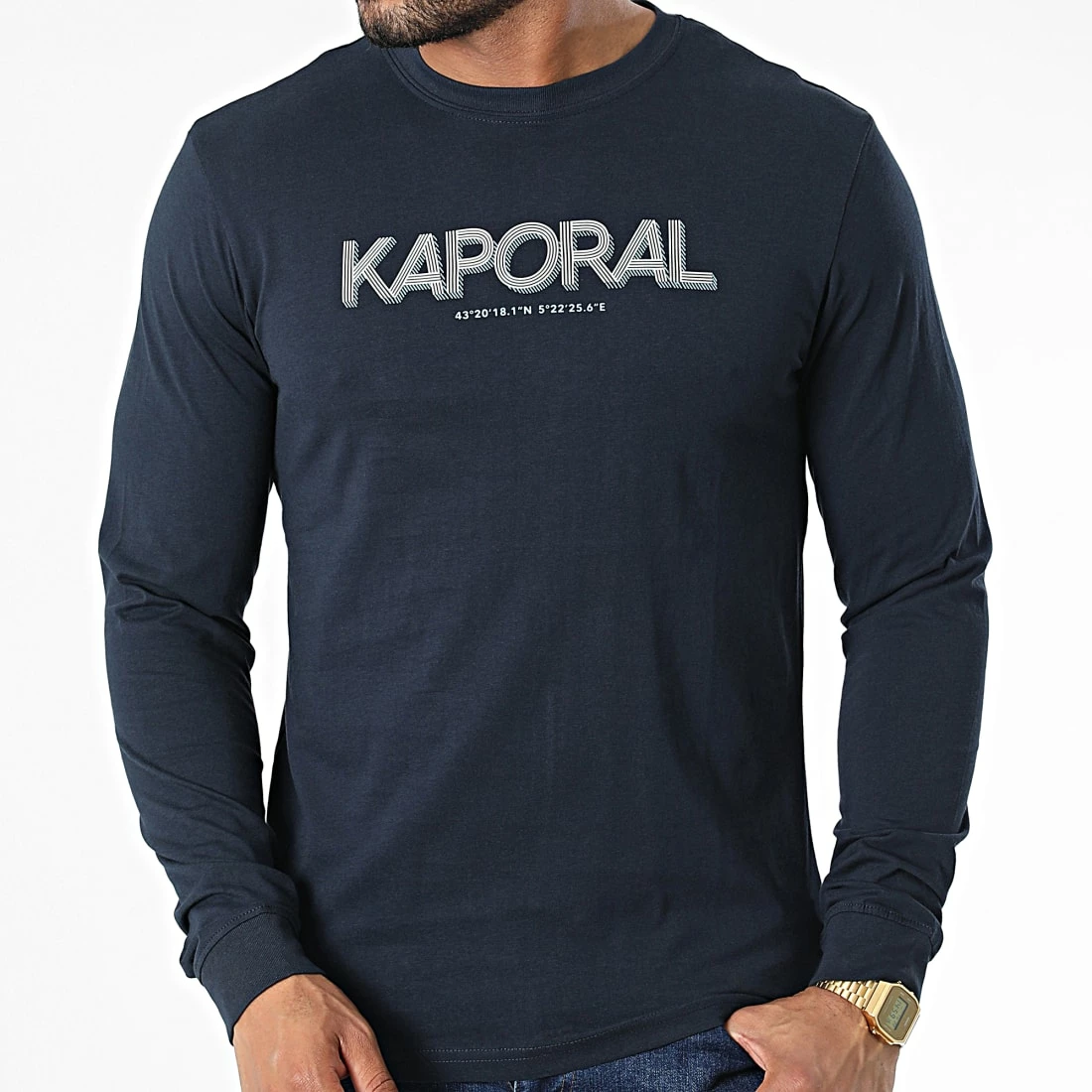 Bon marché 🔥 Tee 👚 Shirt Manches Longues Boris Bleu Marine de Kaporal ❤️ – Image 3