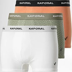 Promo ✔️ Lot De 3 Boxers Loki Beige Orange Vert Kaki de Kaporal 🎁