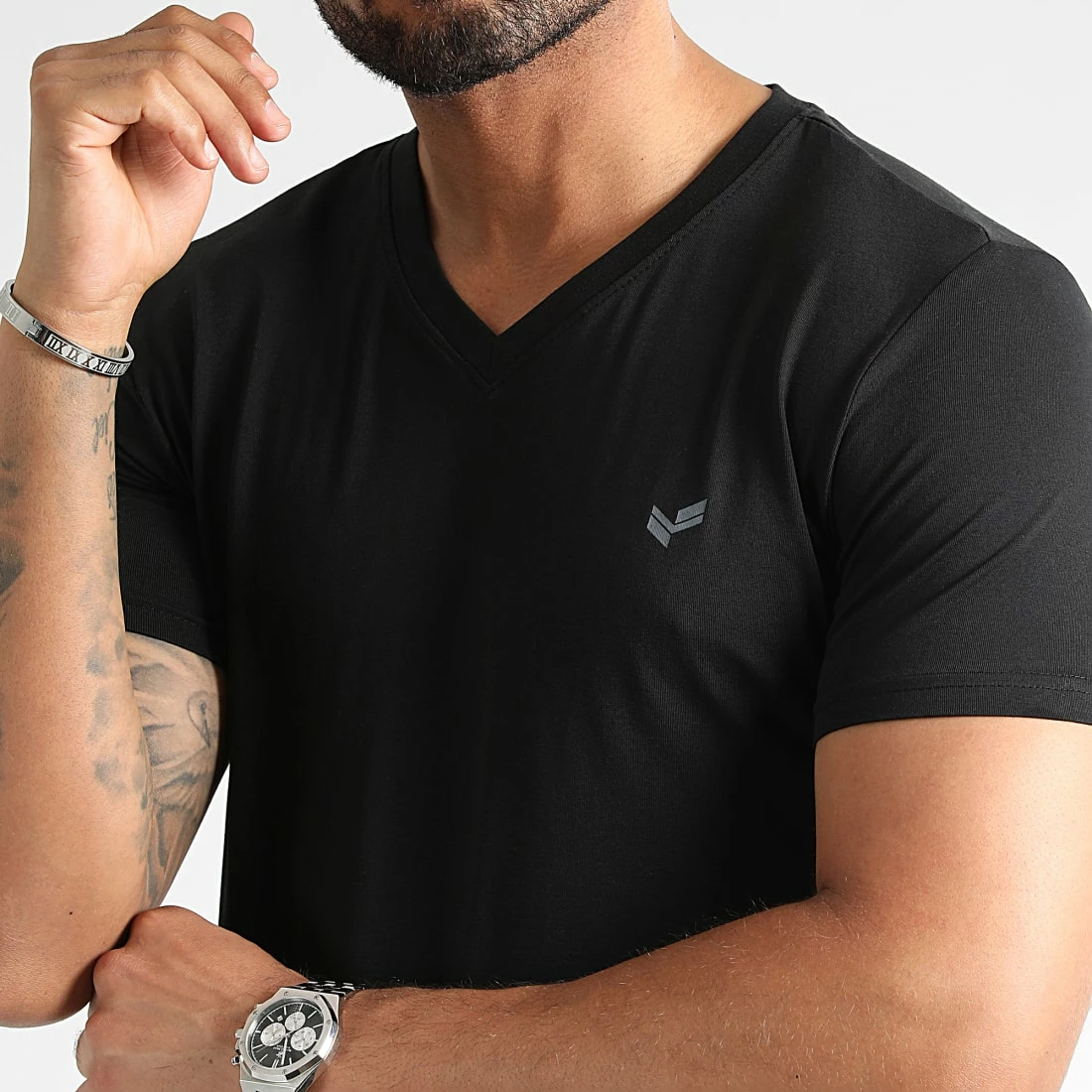 Top 10 👏 Lot De 2 Tee 👚 Shirts Col V Gift Blanc Noir de Kaporal 🔔 – Image 2