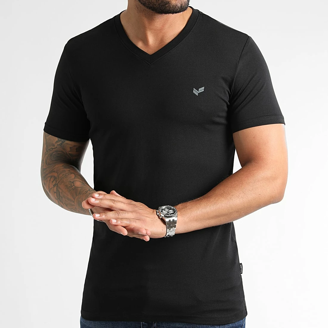 Top 10 👏 Lot De 2 Tee 👚 Shirts Col V Gift Blanc Noir de Kaporal 🔔 – Image 3