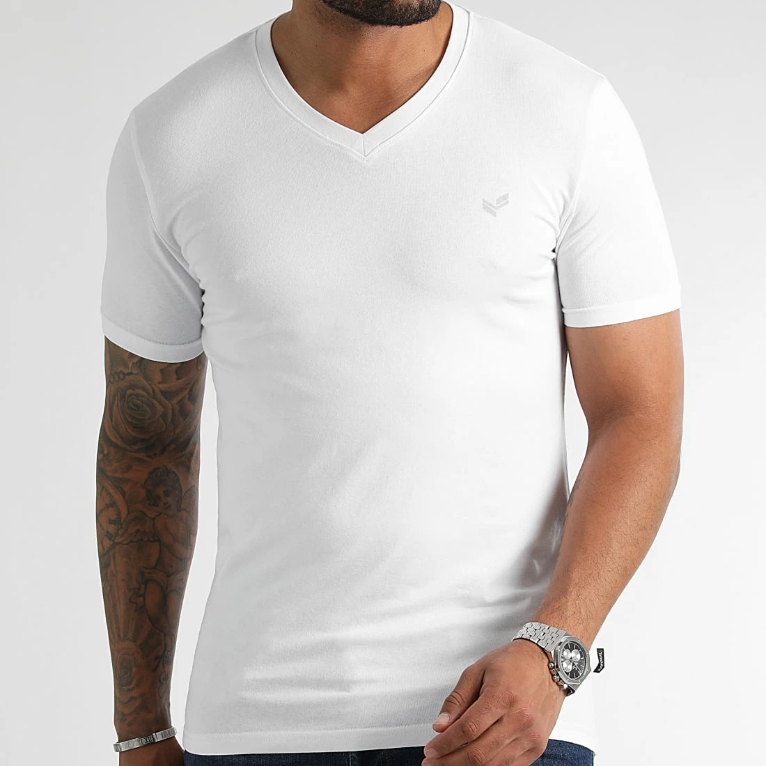 Top 10 👏 Lot De 2 Tee 👚 Shirts Col V Gift Blanc Noir de Kaporal 🔔 – Image 4