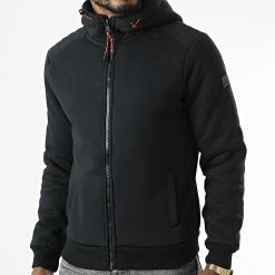 Le moins cher 😉 Sweat Zippé Capuche Synua Noir de Kaporal 💯