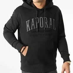 Meilleur prix 🎉 Sweat Capuche Benjy 32 Gris Chiné Noir de Kaporal 🥰