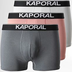 Acheter 👍 Lot De 3 Boxers Quad Rose Gris de Kaporal 👍